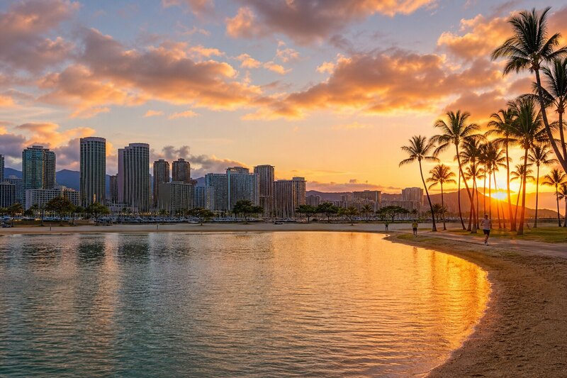 Ala Moana sunset in Honolulu