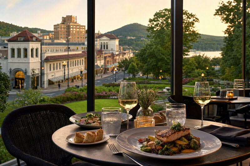 Downtown Hot Springs restaurant evening