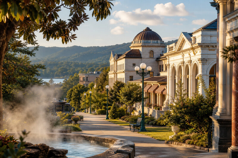 Thermal spring and Grand Promenade walkway in Hot Springs