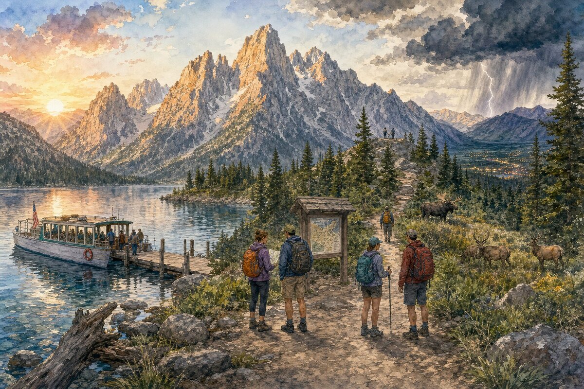 Grand Teton Jenny Lake boat and storm-window decision cue
