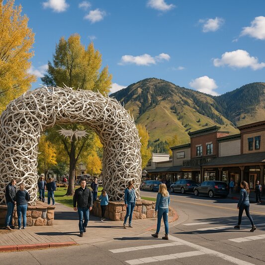 Jackson Town Square at dusk