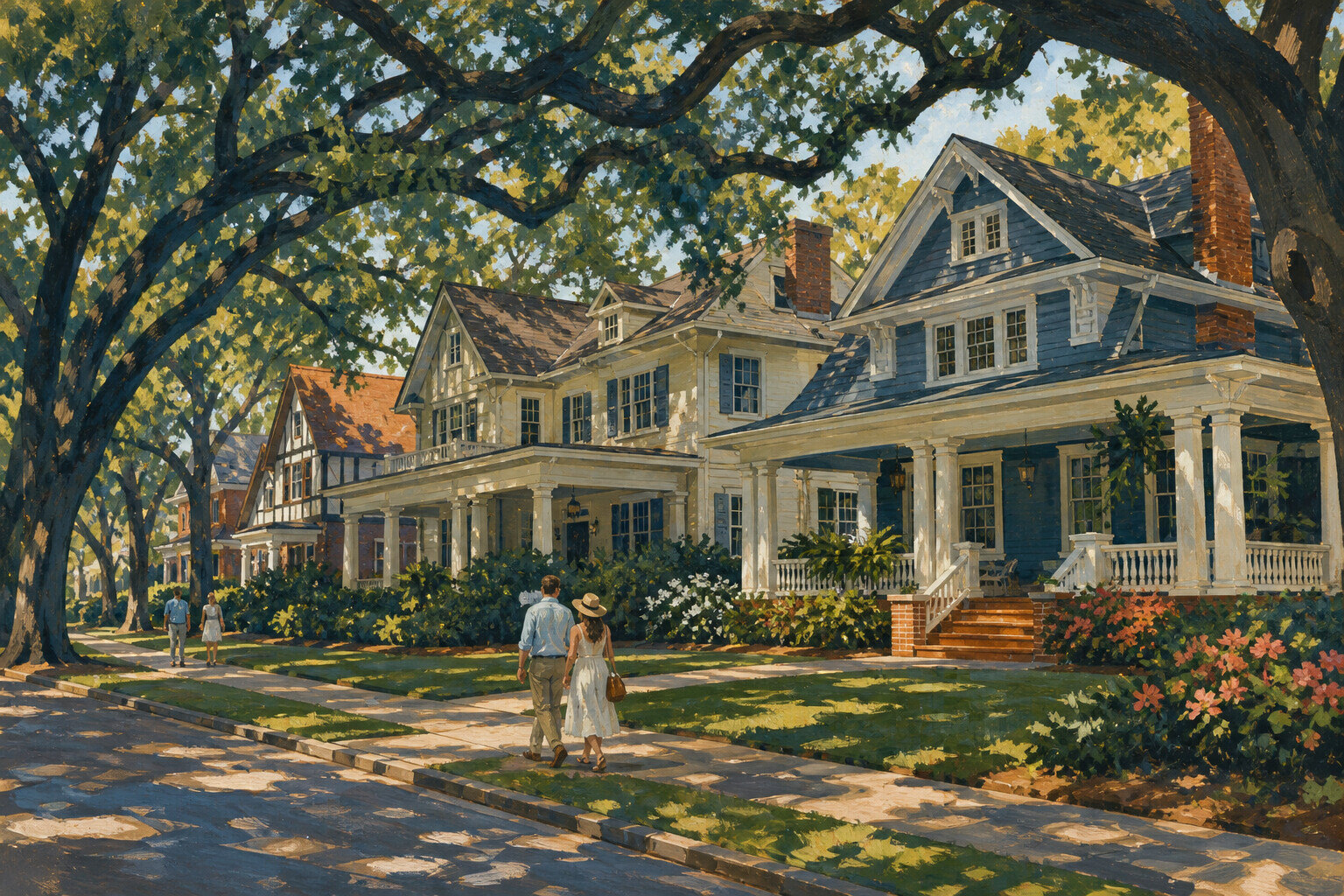 Live-oak shaded residential street in Jackson's Belhaven neighborhood