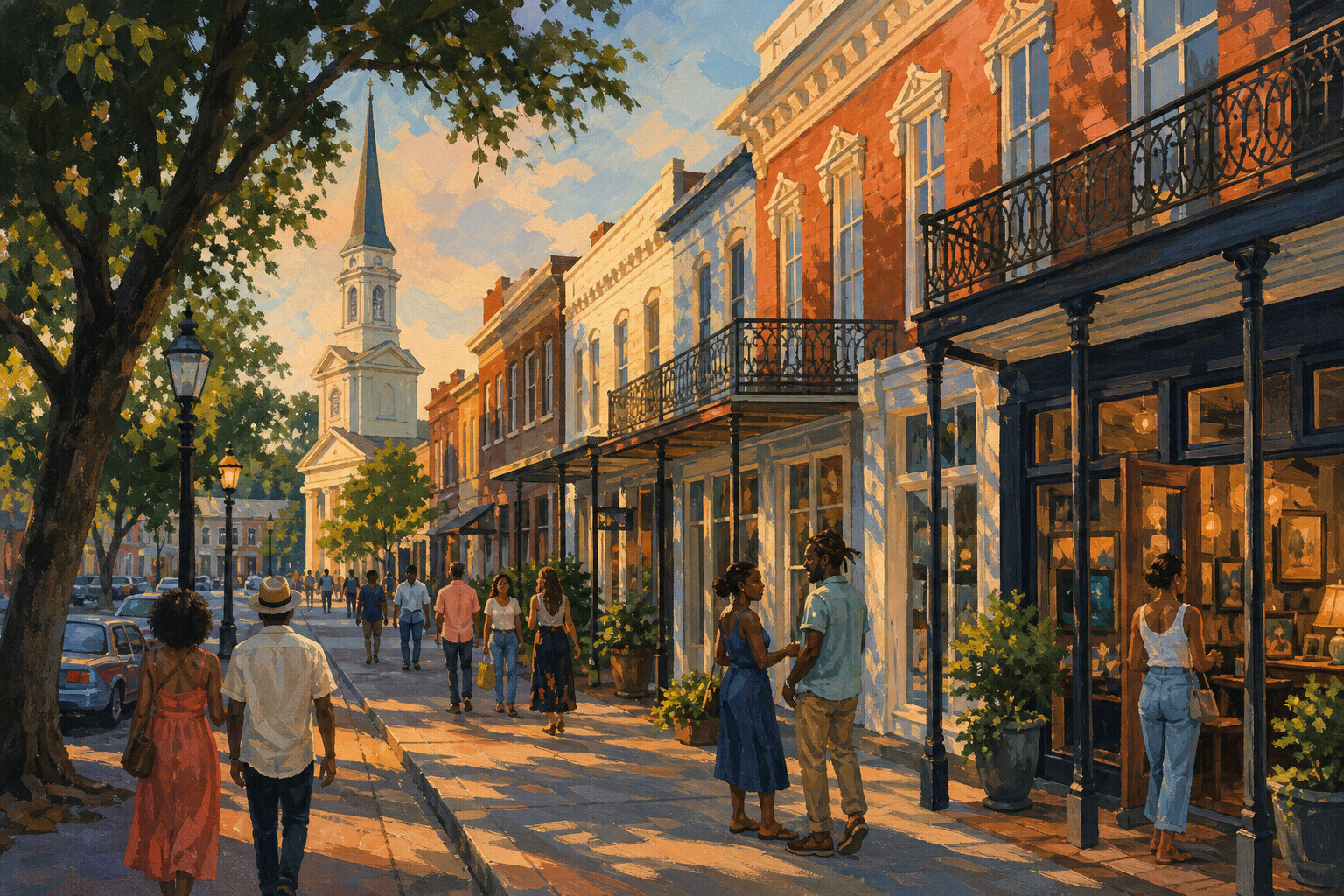 Farish Street in Jackson during the early evening