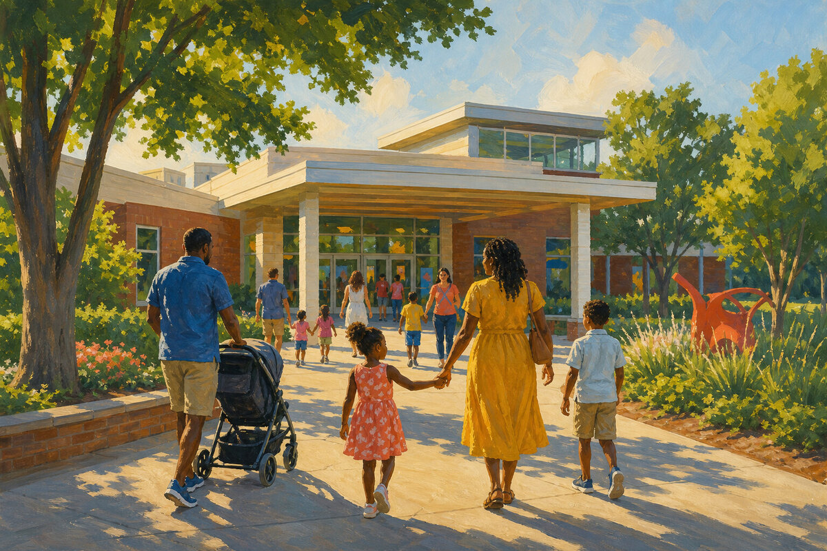 Families outside the Mississippi Children's Museum