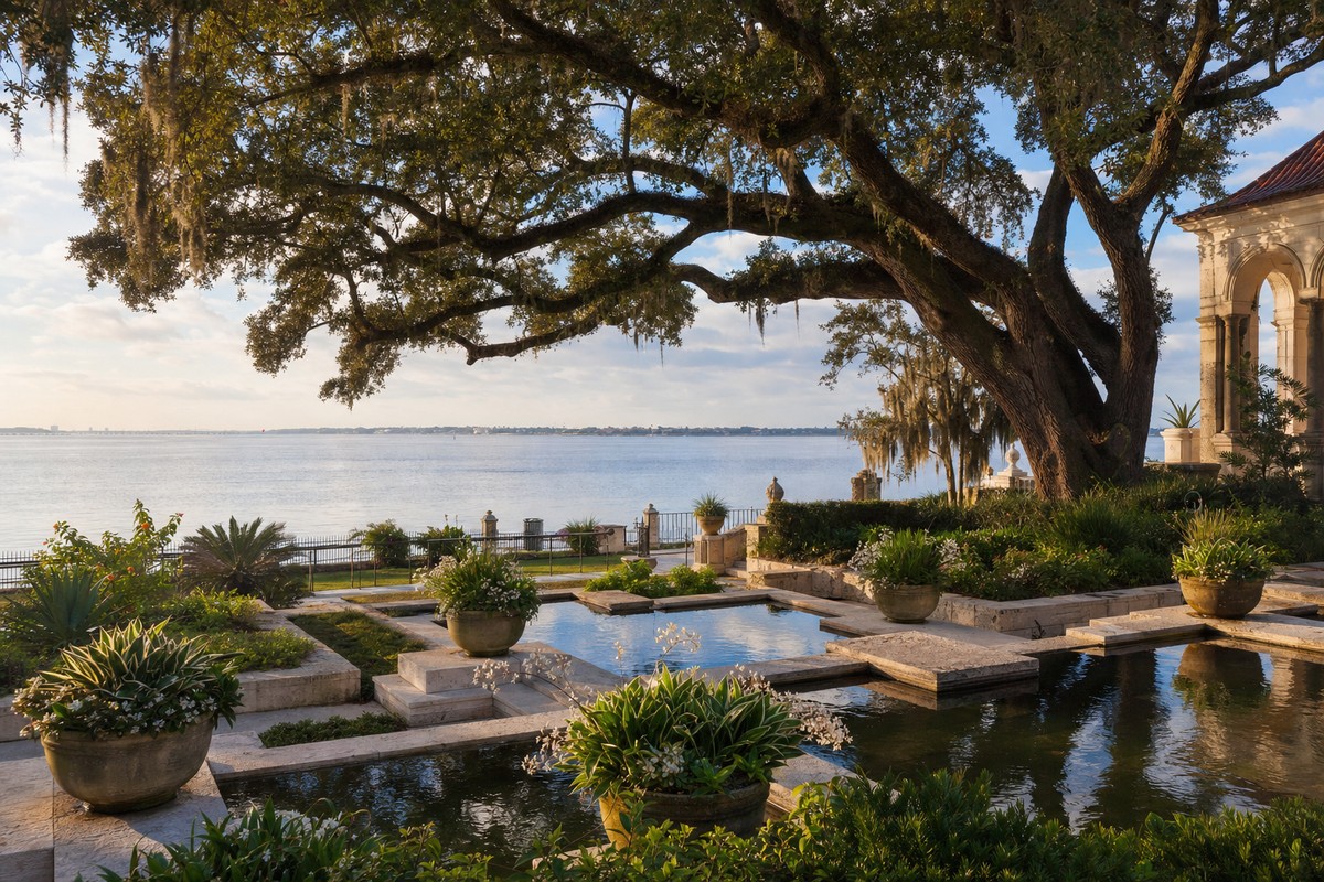 Riverfront gardens inspired by the Cummer Museum setting
