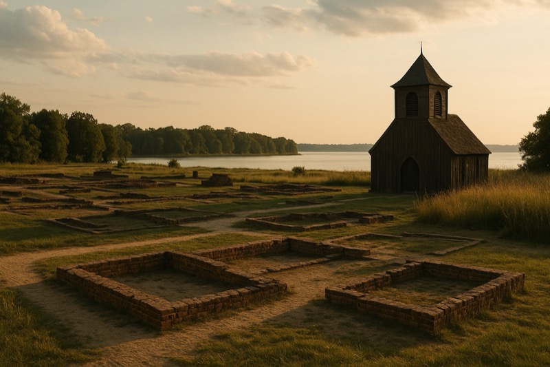 Historic Jamestowne archaeology and church tower