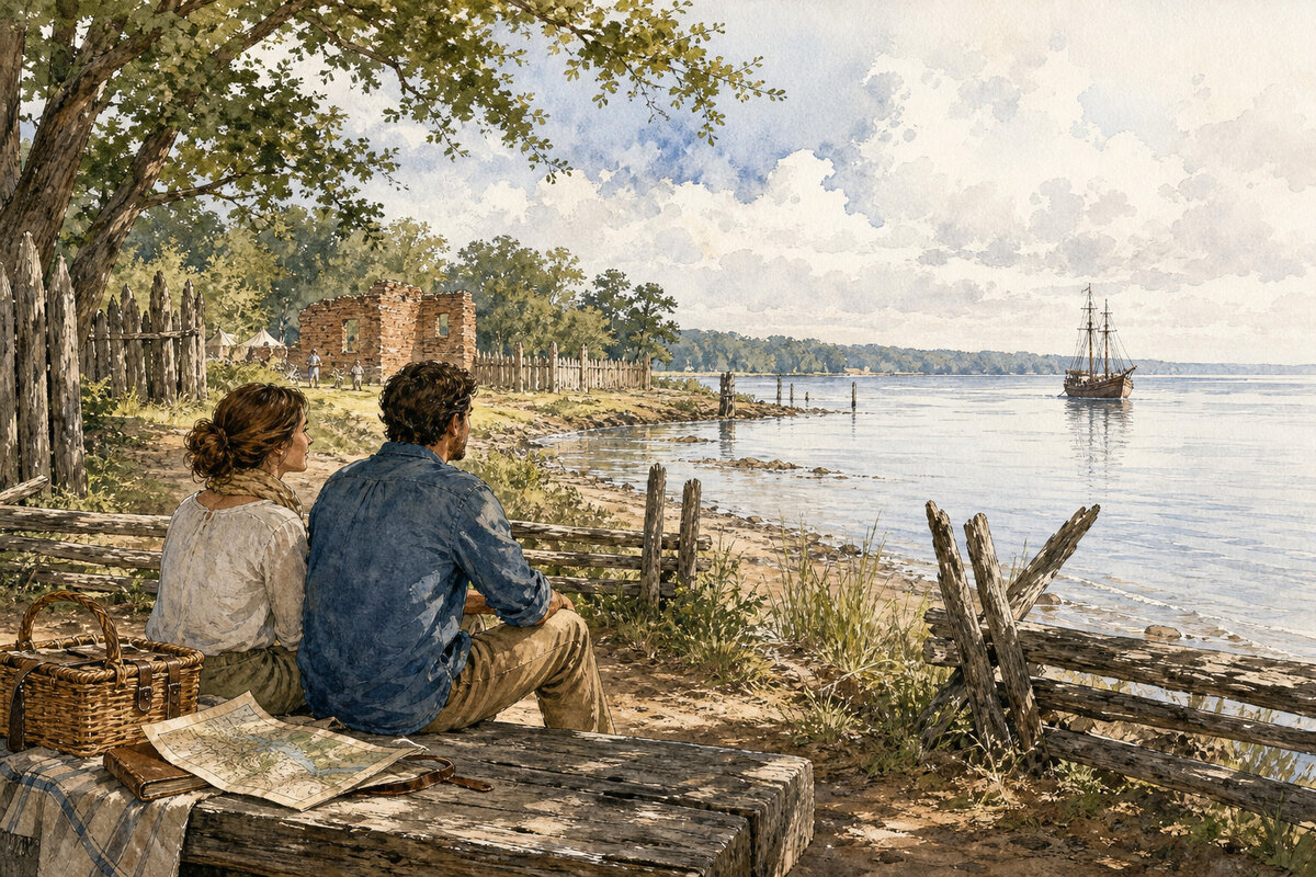 Illustrative James River and Colonial Parkway setting near Jamestown
