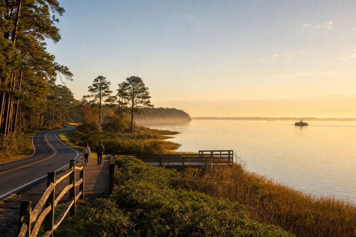 Illustrative James River and Colonial Parkway setting near Jamestown
