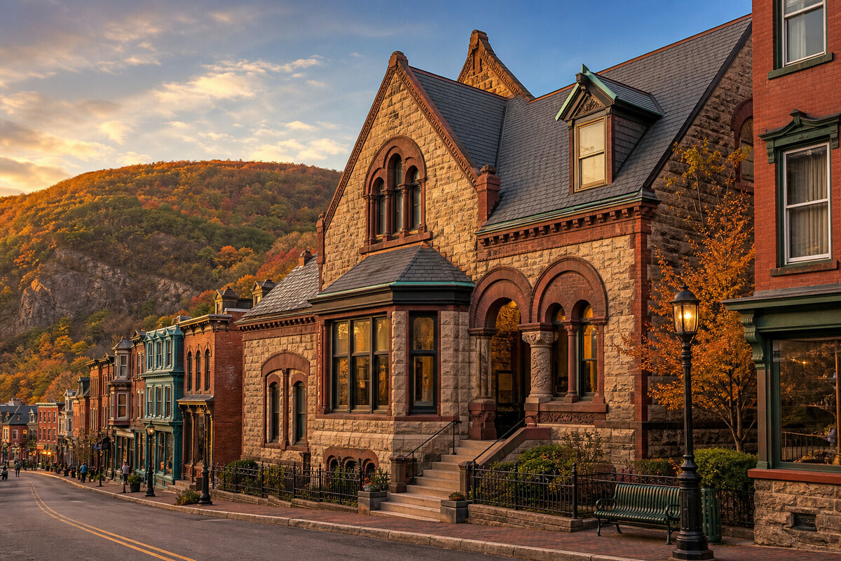 Museum interpretation connecting old Mauch Chunk with coal, canal, railroad, and town history