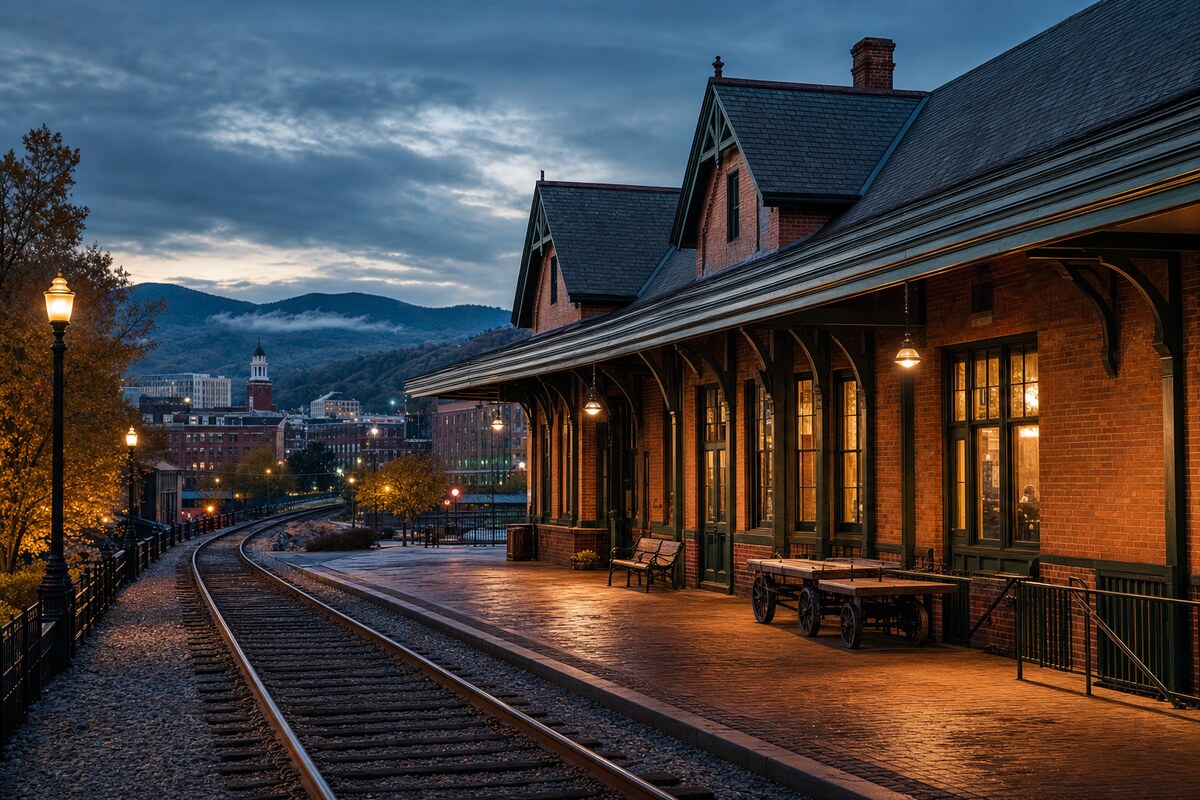 Historic railroad architecture in downtown Johnson City