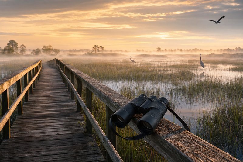 Birding boardwalk near Lake Charles Louisiana wetlands