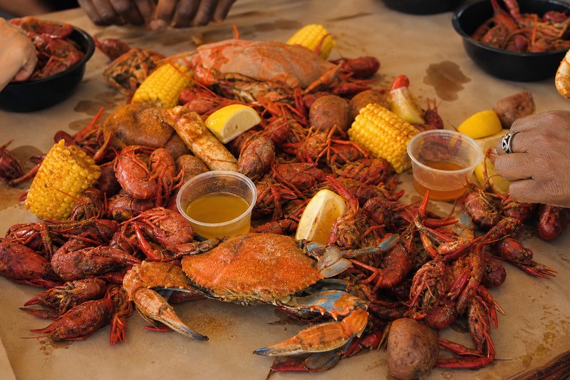 Cajun seafood table in Lake Charles Louisiana