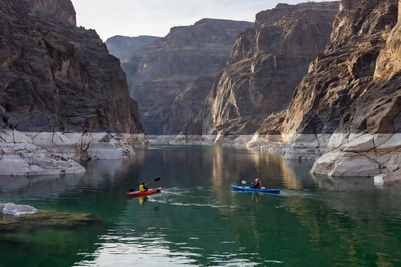 Kayaking through a desert canyon