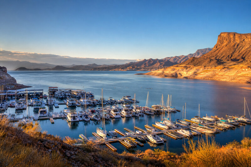 Lake Mead marina at morning light