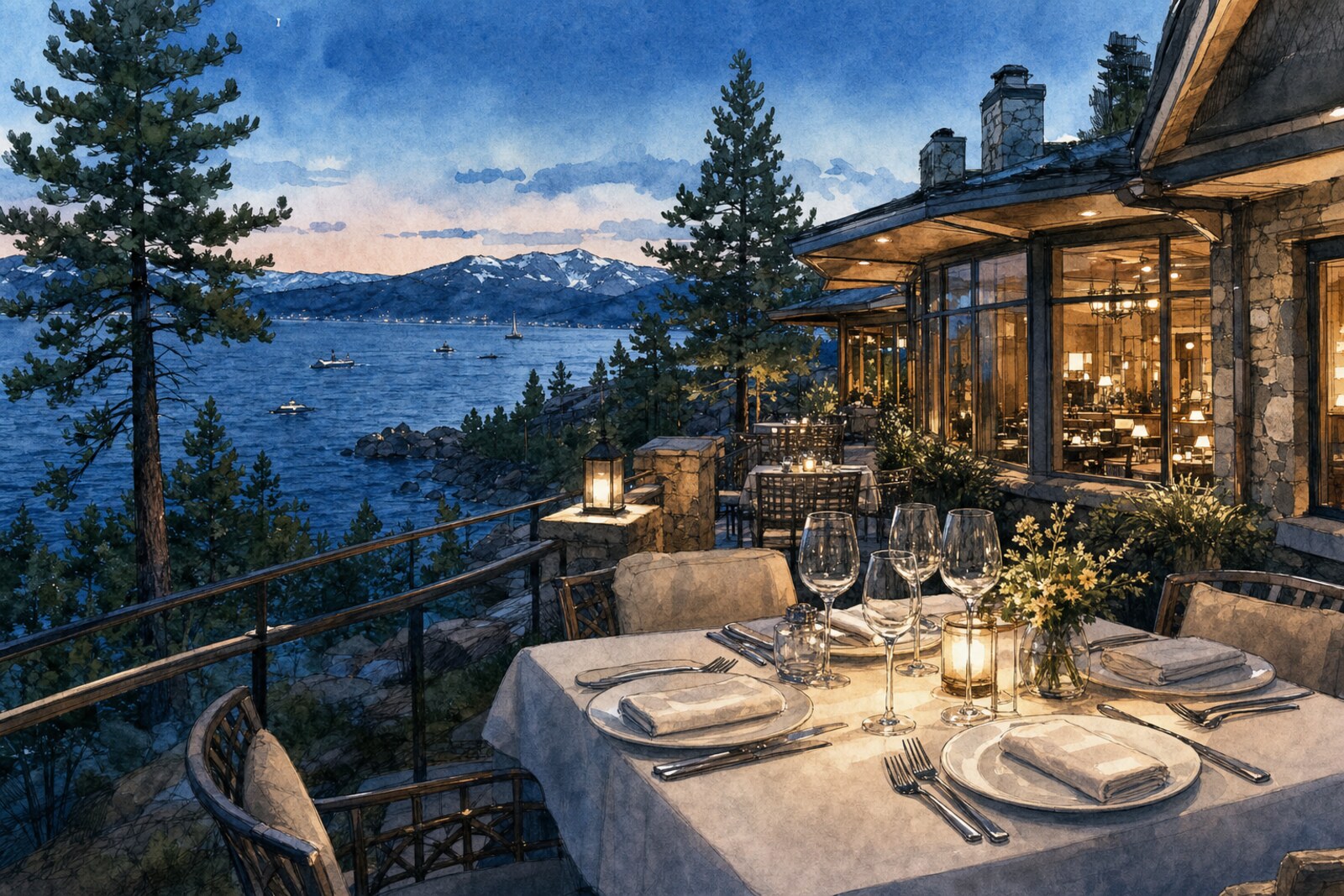 North Shore dining terrace above Lake Tahoe