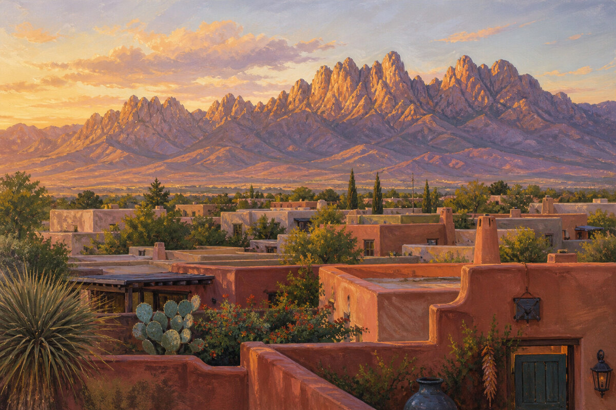 Organ Mountains rising east of Las Cruces