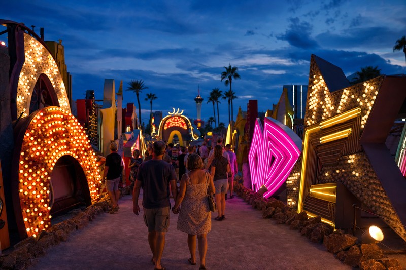 Painterly collection of retired Las Vegas neon signs without documentary identification