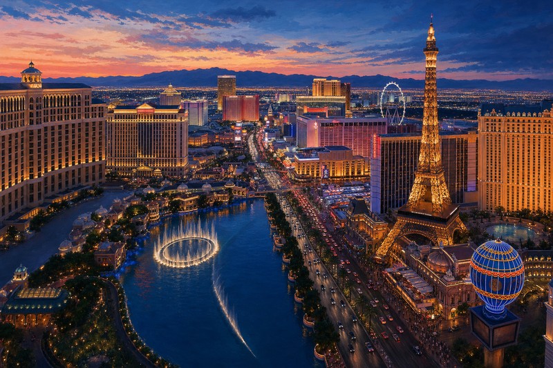 Painterly Las Vegas Strip at blue hour