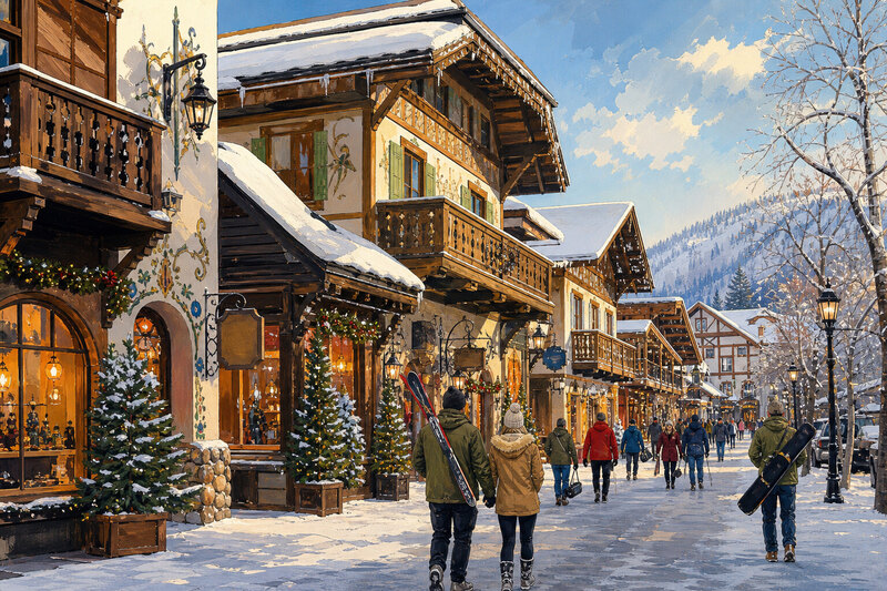 Leavenworth Front Street in Bavarian village style