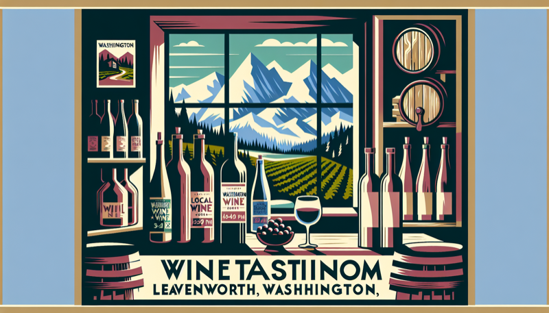 Wine tasting in Leavenworth with Cascade Mountain backdrop and vineyard