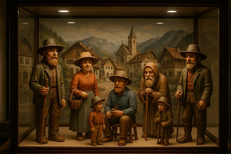 Wooden folk figures and carved details in Leavenworth