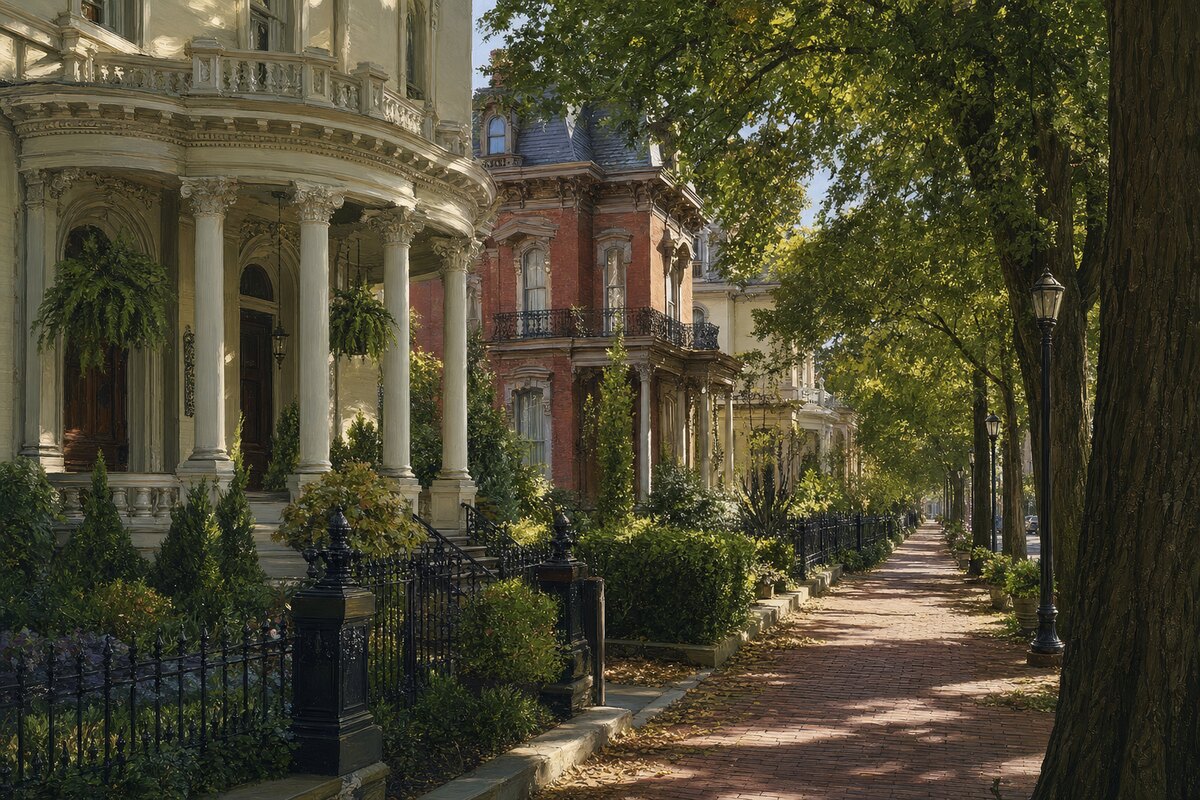 Victorian streetscape in Old Louisville