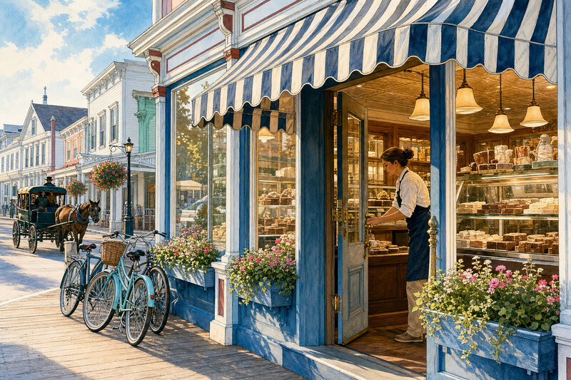 Victorian main street on Mackinac Island