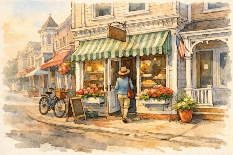 Victorian main street on Mackinac Island