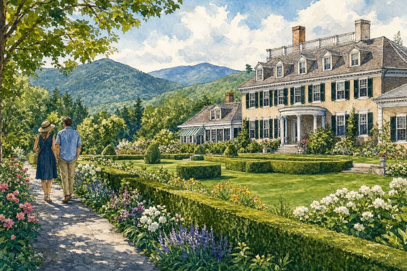 Historic estate and Mount Equinox landscape near Manchester Vermont