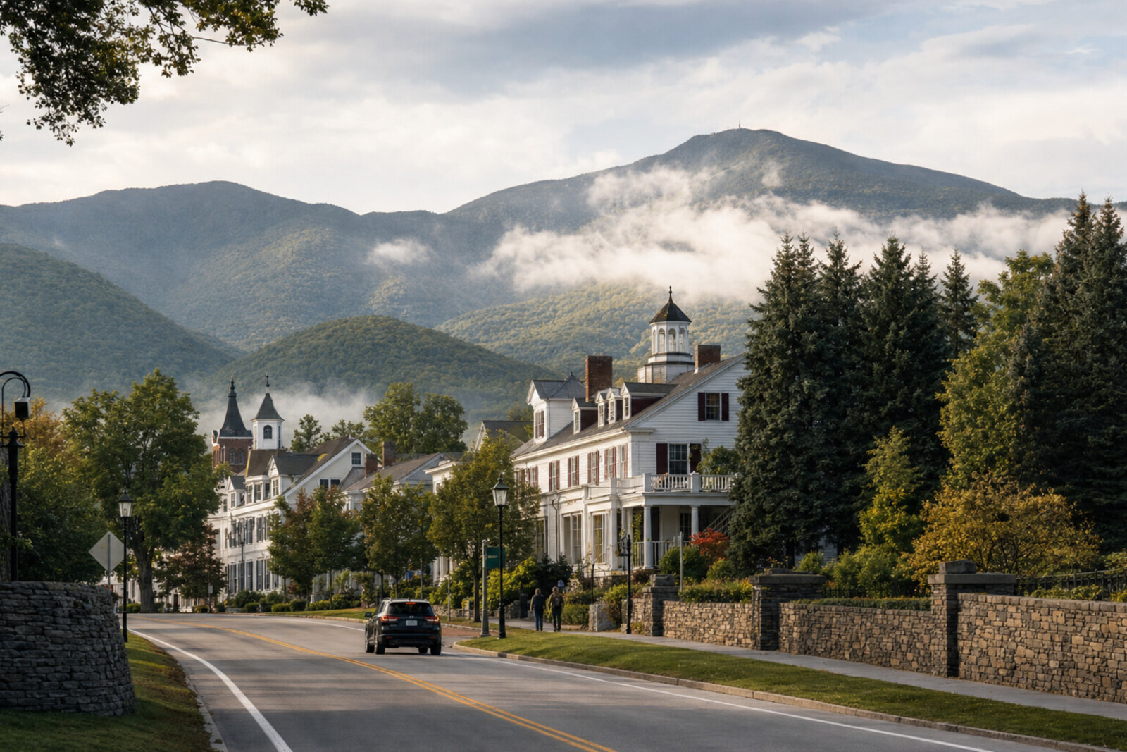 Scenic road arriving in Manchester Vermont