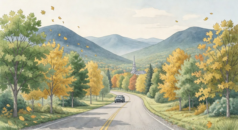 Scenic road arriving in Manchester Vermont