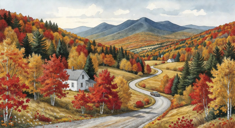 Southern Vermont foothills and fall scenery near Manchester