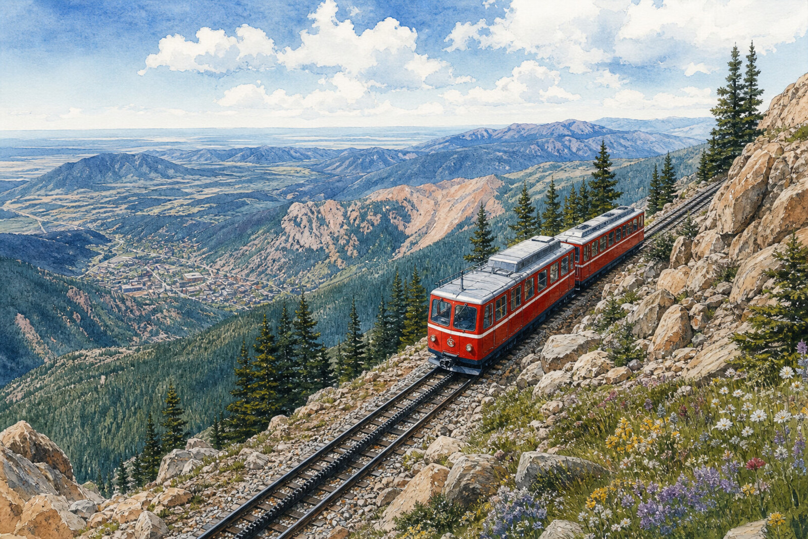 Pikes Peak Cog Railway near the summit