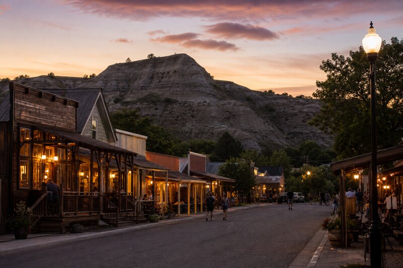 Downtown Medora in the evening