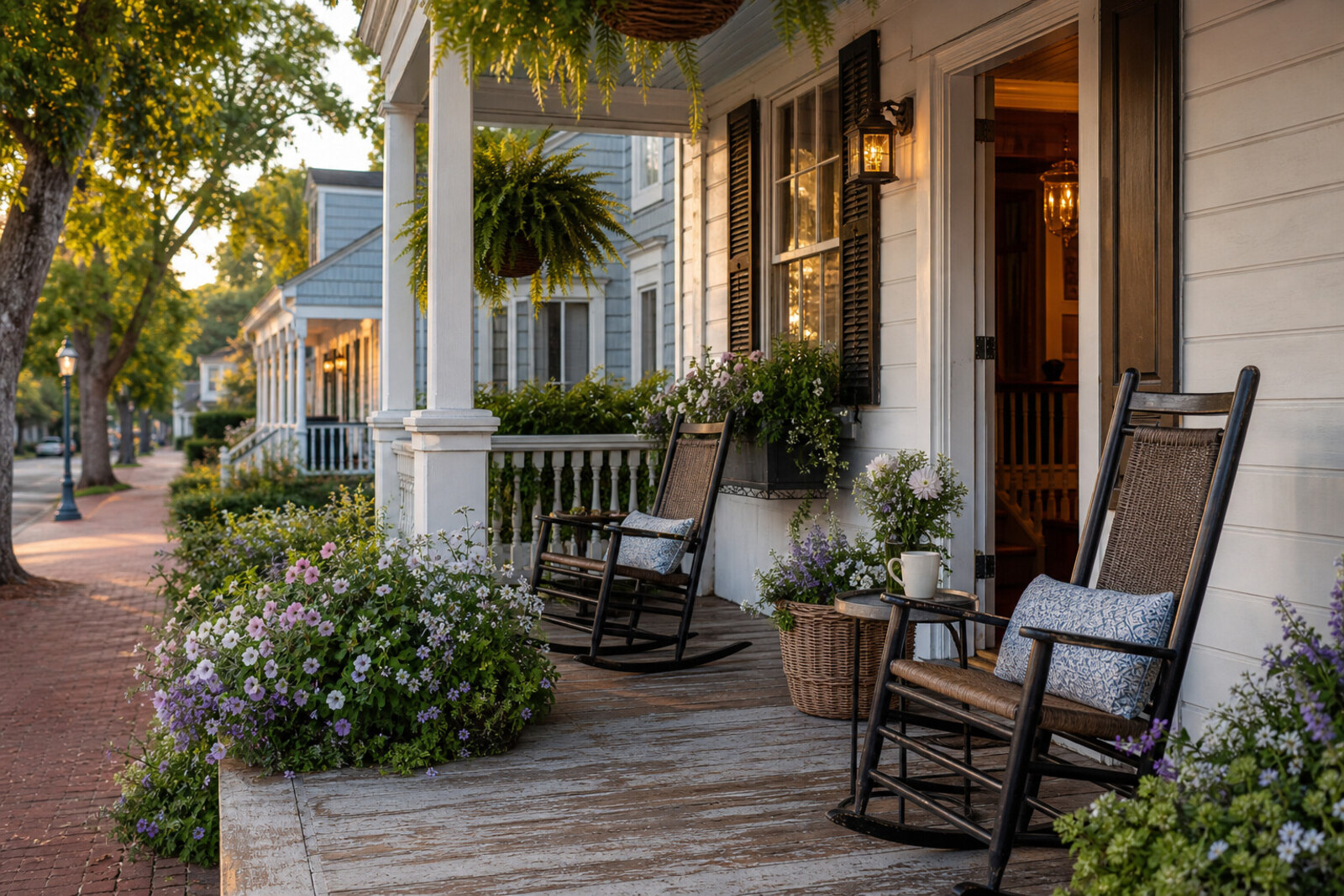 Contextual porch and residential street in Milford