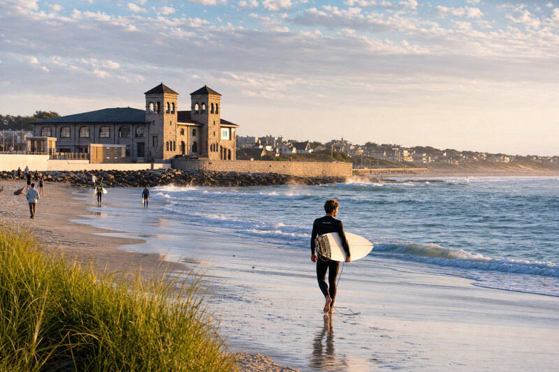 Surfers at Narragansett Rhode Island