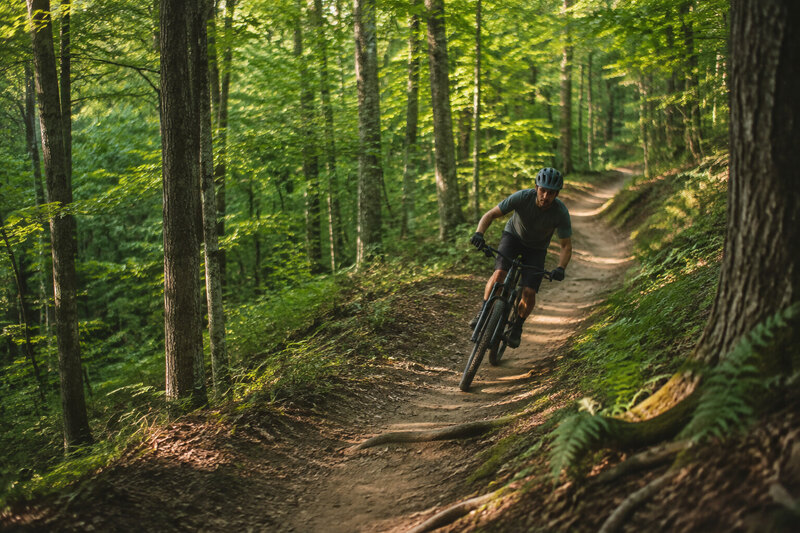 Mountain biker on Brown County singletrack