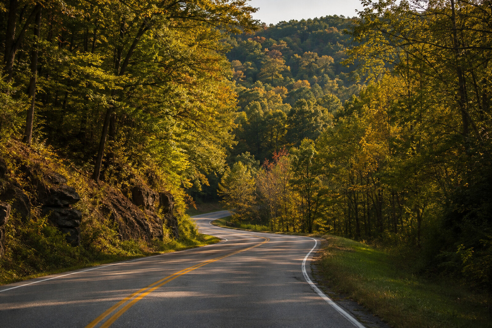 Scenic road entering Brown County Indiana