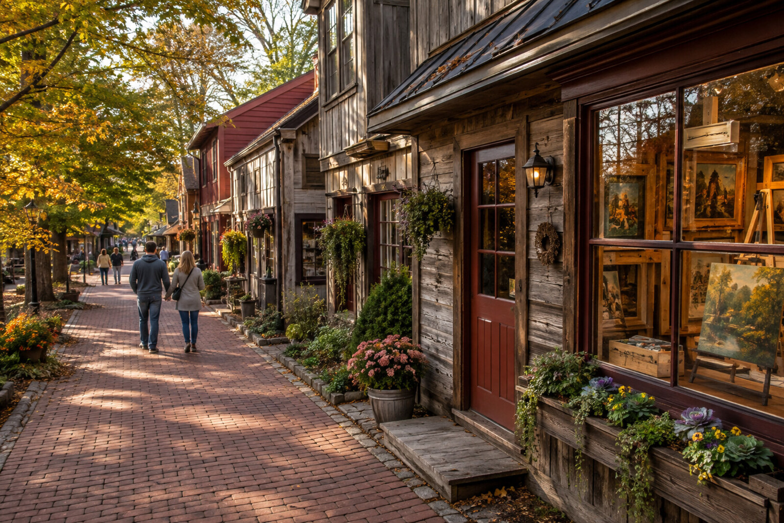 Nashville Indiana arts village street with gallery windows