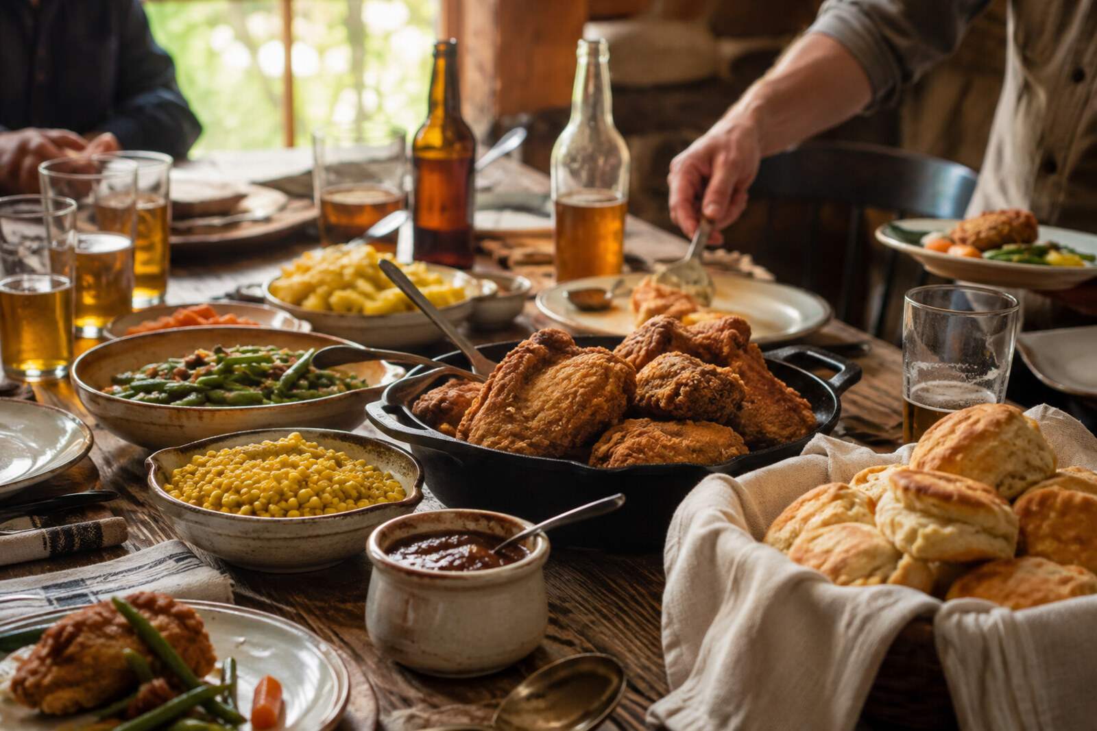 Warm dinner table inspired by a Brown County evening