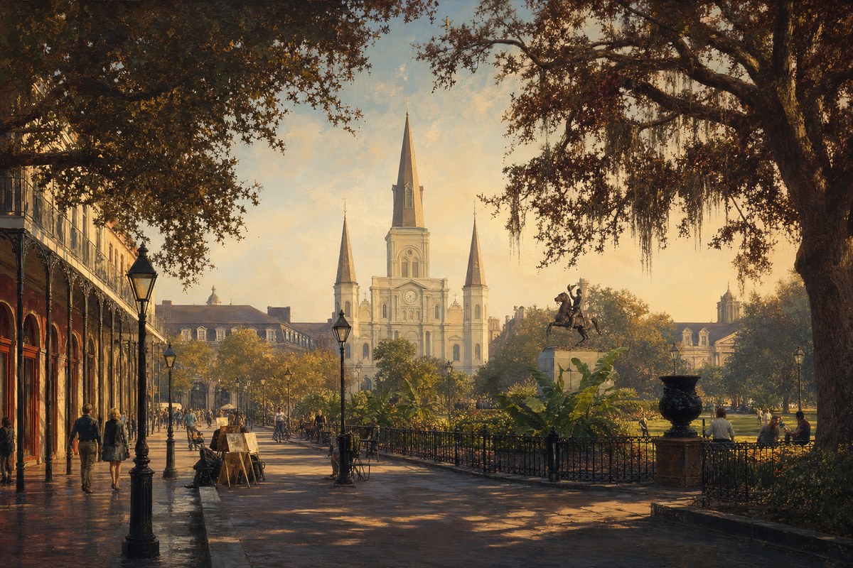Jackson Square and St. Louis Cathedral in morning light