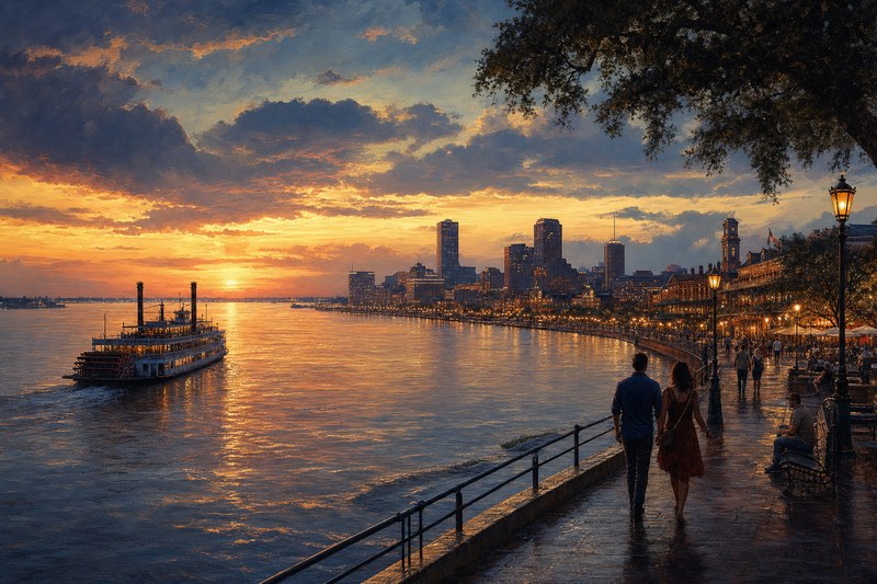 Mississippi riverfront and Algiers Point ferry