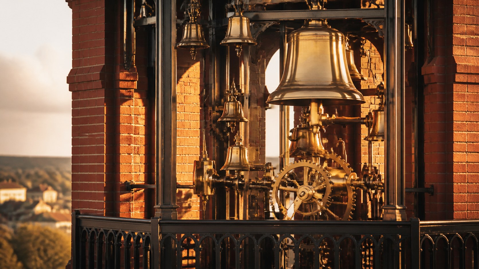 Glockenspiel bells above downtown New Ulm