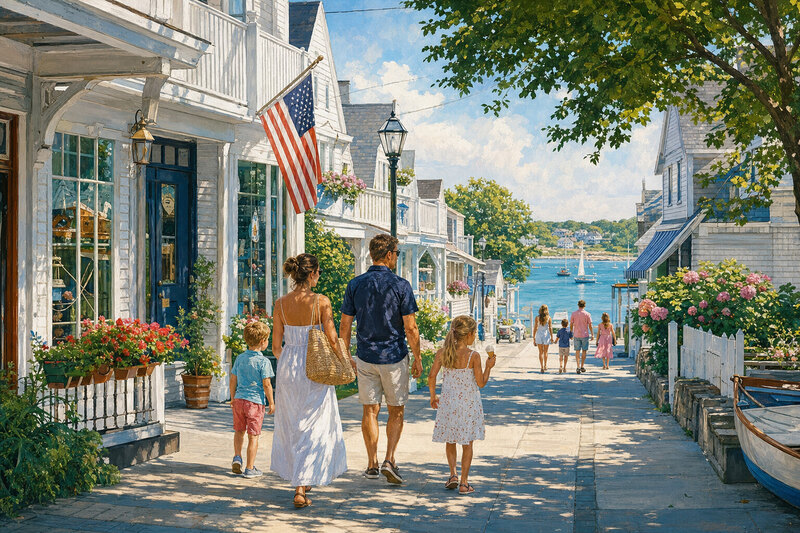 Book browsing and family stops in Niantic village