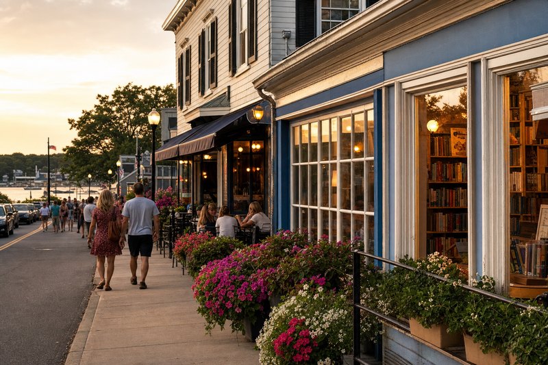 Niantic Main Street lodging and restaurant area