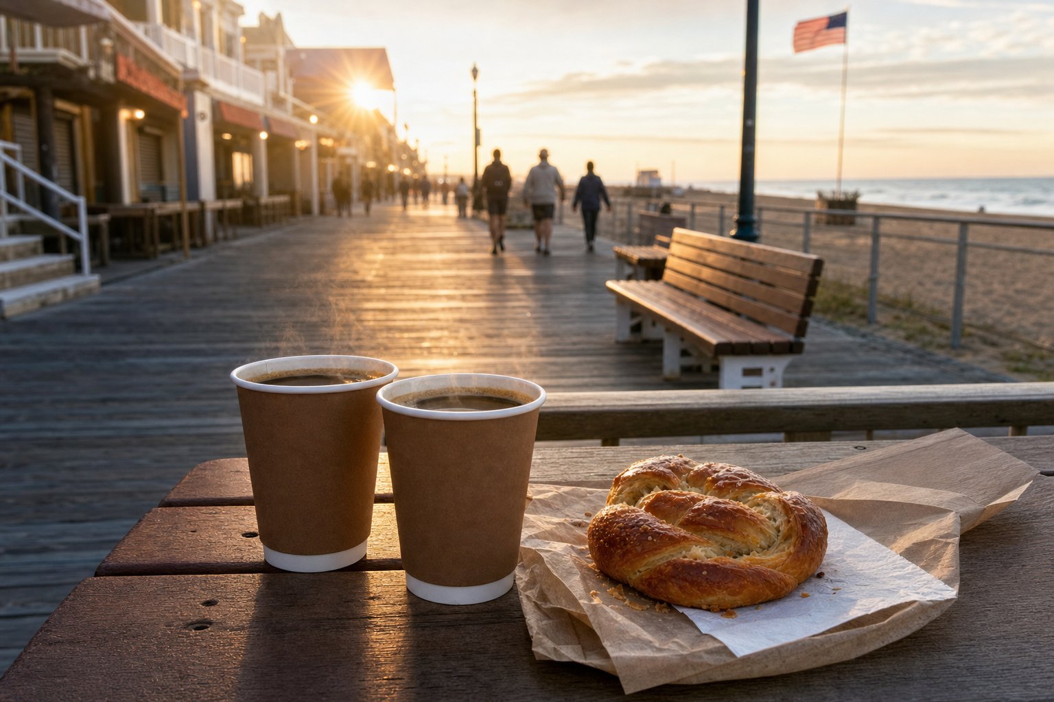 Ocean City boardwalk morning near the historic south-end attractions