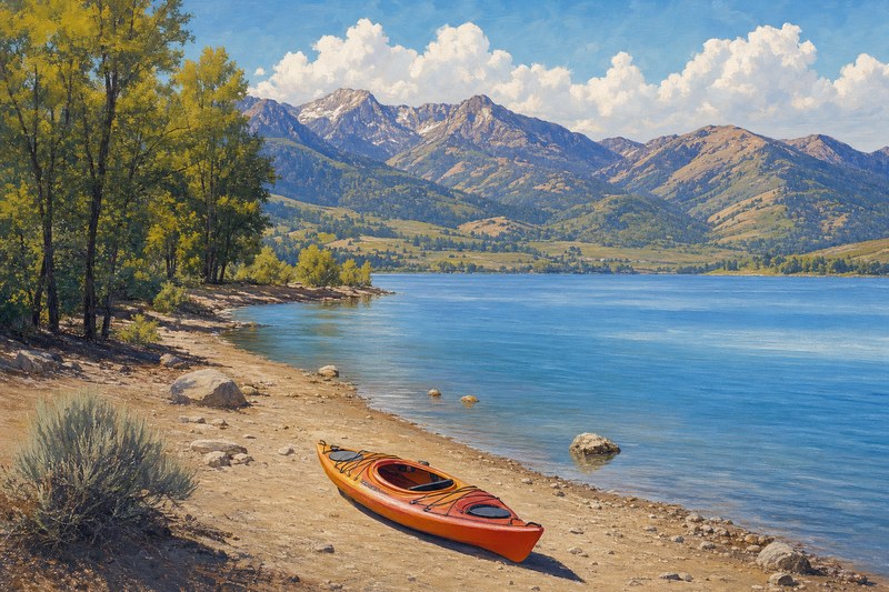 Painterly view across Pineview Reservoir