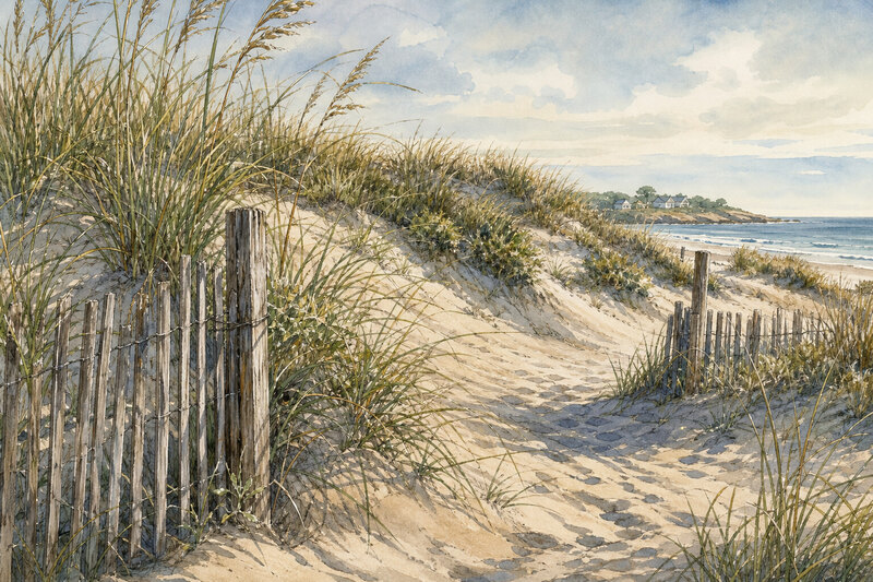 Ogunquit beach dunes and coastal grass