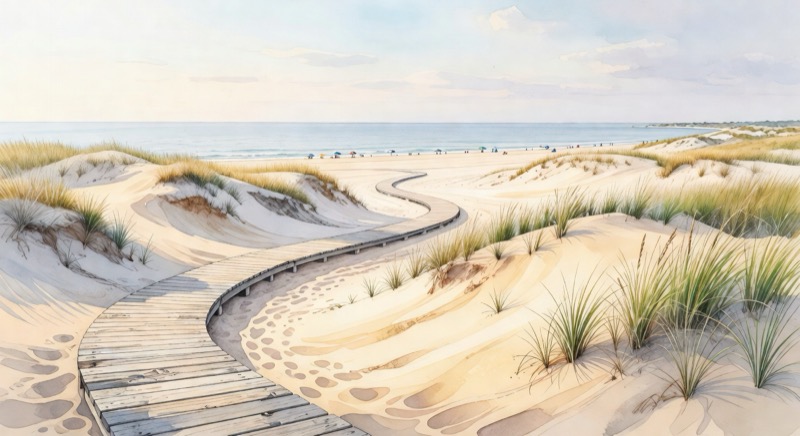 Ogunquit beach dunes and coastal grass