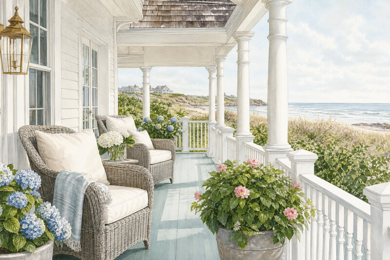 A quiet inn porch in Ogunquit